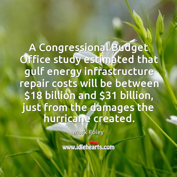 A congressional budget office study estimated that gulf energy infrastructure repair Mark Foley Picture Quote