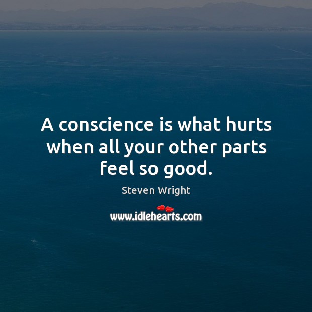 A conscience is what hurts when all your other parts feel so good. Steven Wright Picture Quote