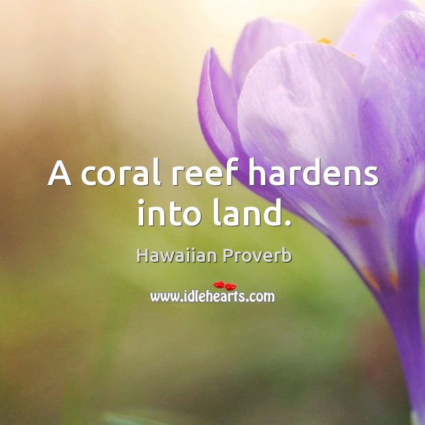 A coral reef hardens into land. Hawaiian Proverbs Image