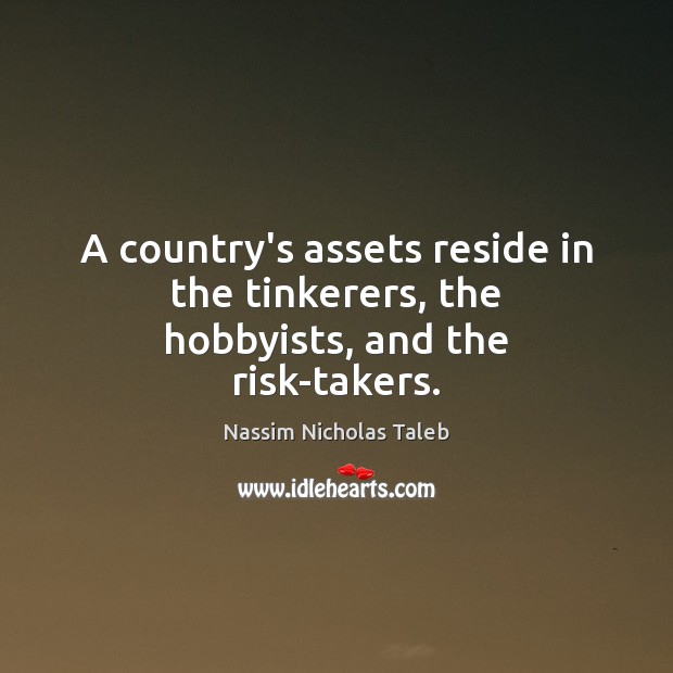 A country’s assets reside in the tinkerers, the hobbyists, and the risk-takers. Nassim Nicholas Taleb Picture Quote