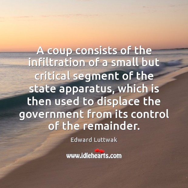 A coup consists of the infiltration of a small but critical segment Edward Luttwak Picture Quote