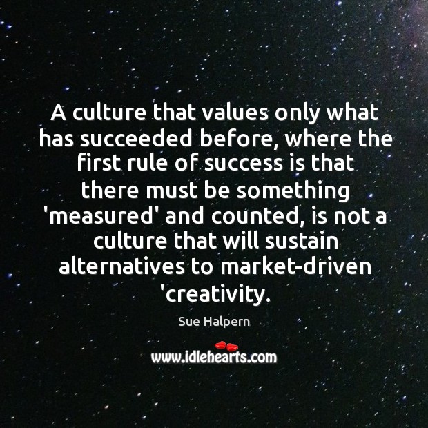 A culture that values only what has succeeded before, where the first Success Quotes Image