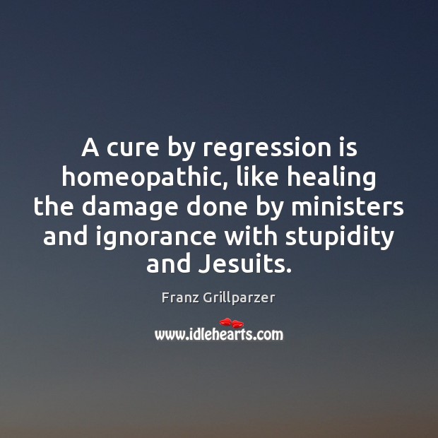 A cure by regression is homeopathic, like healing the damage done by Franz Grillparzer Picture Quote