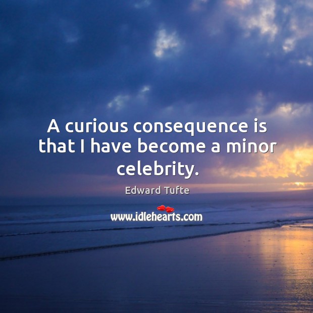 A curious consequence is that I have become a minor celebrity. Edward Tufte Picture Quote