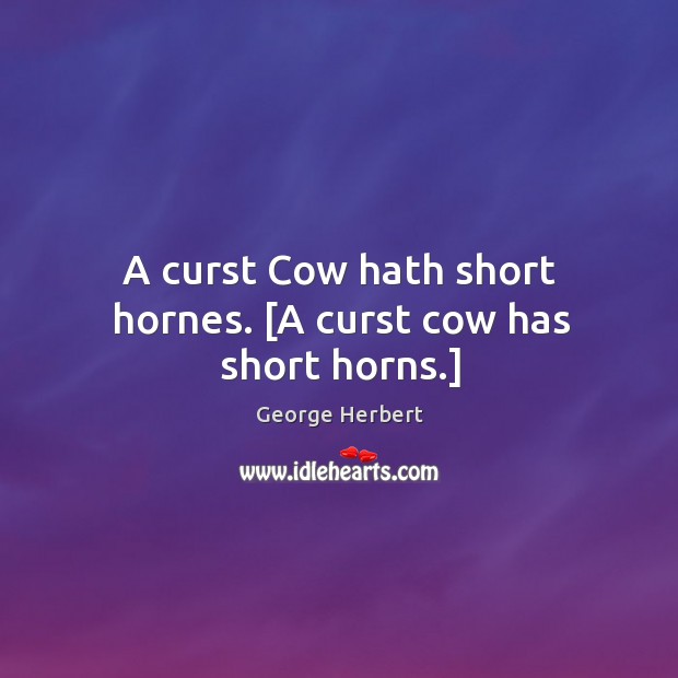A curst Cow hath short hornes. [A curst cow has short horns.] George Herbert Picture Quote