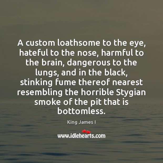 A custom loathsome to the eye, hateful to the nose, harmful to King James I Picture Quote