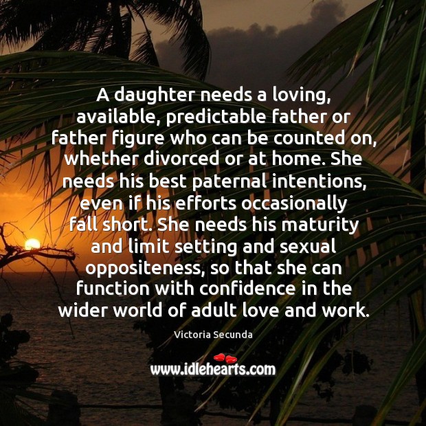 A daughter needs a loving, available, predictable father or father figure who can be counted on Victoria Secunda Picture Quote