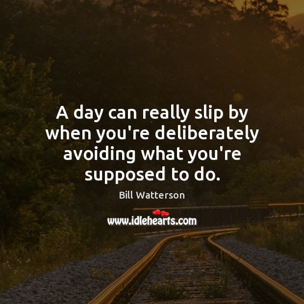 A day can really slip by when you’re deliberately avoiding what you’re supposed to do. Bill Watterson Picture Quote