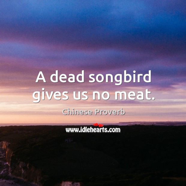 A dead songbird gives us no meat. Chinese Proverbs Image