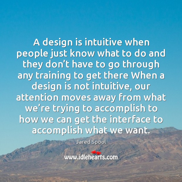 A design is intuitive when people just know what to do and Image