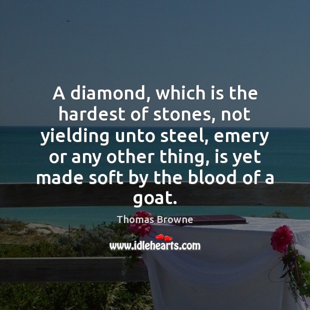 A diamond, which is the hardest of stones, not yielding unto steel, Image