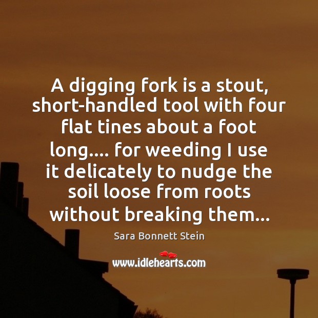 A digging fork is a stout, short-handled tool with four flat tines Sara Bonnett Stein Picture Quote