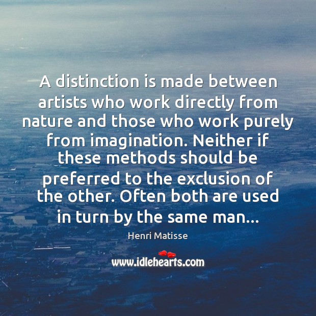A distinction is made between artists who work directly from nature and Image