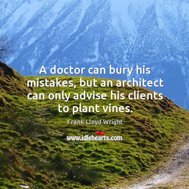 A doctor can bury his mistakes, but an architect can only advise his clients to plant vines. Frank Lloyd Wright Picture Quote