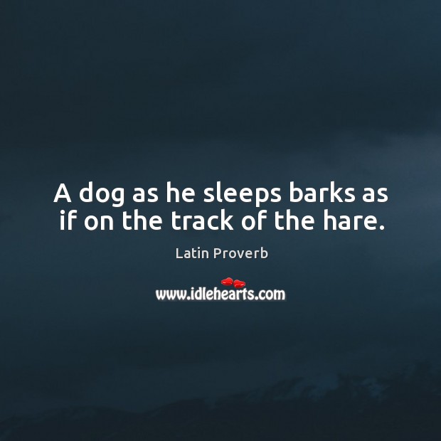 A dog as he sleeps barks as if on the track of the hare. Image
