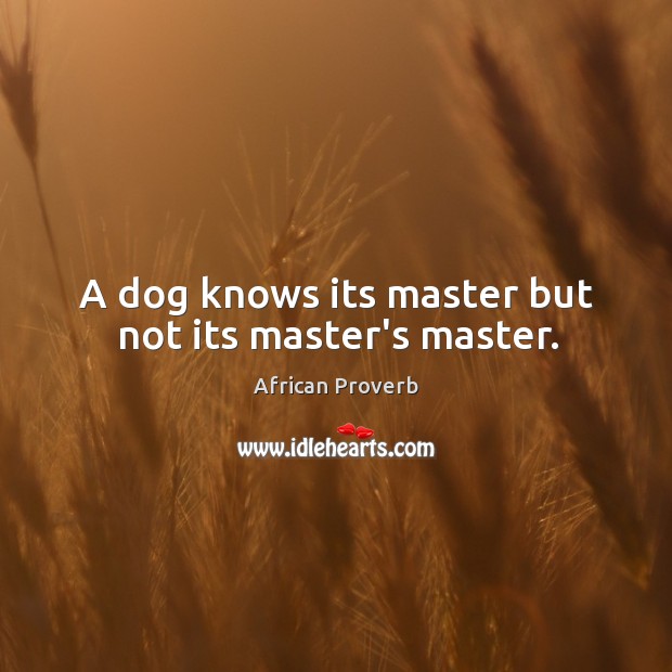 A dog knows its master but not its master’s master. Image