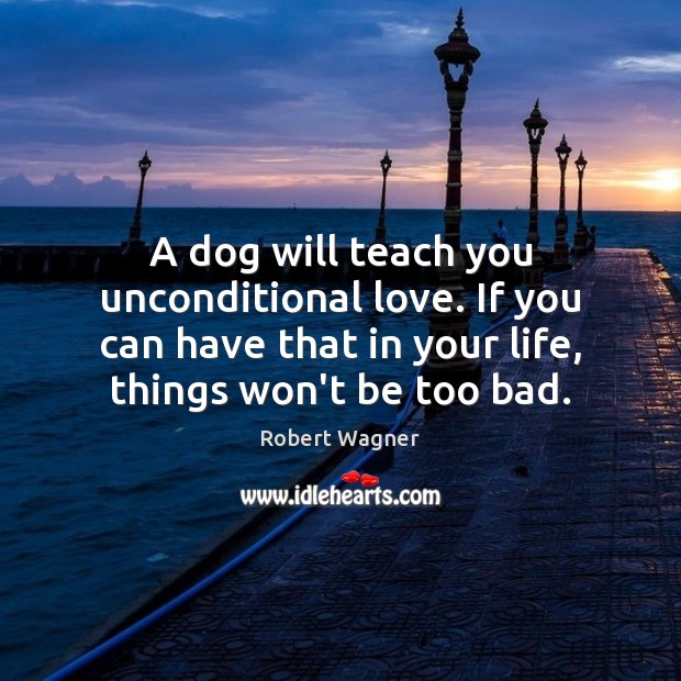 A dog will teach you unconditional love. If you can have that Robert Wagner Picture Quote