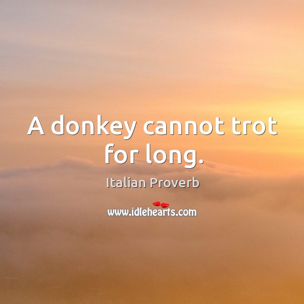 A donkey cannot trot for long. Image