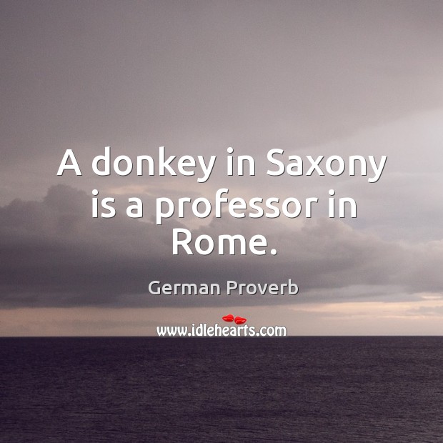 A donkey in saxony is a professor in rome. German Proverbs Image