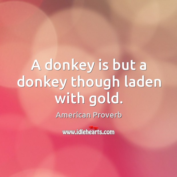 A donkey is but a donkey though laden with gold. Image