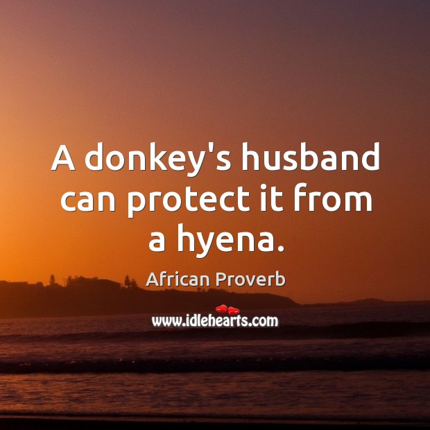 A donkey’s husband can protect it from a hyena. African Proverbs Image
