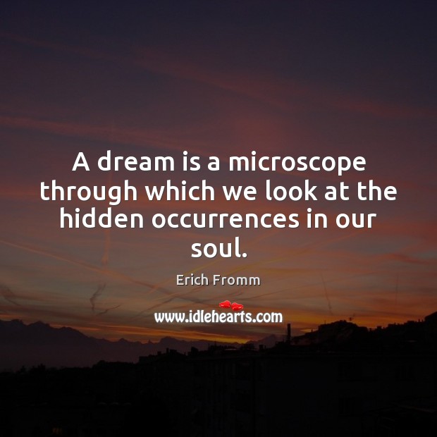 A dream is a microscope through which we look at the hidden occurrences in our soul. Dream Quotes Image