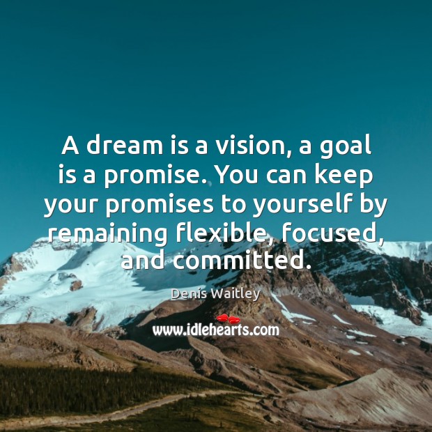 A dream is a vision, a goal is a promise. You can Denis Waitley Picture Quote