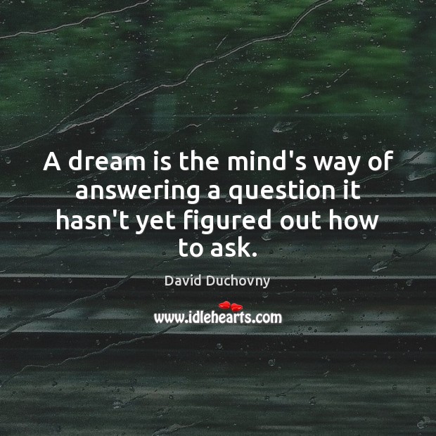 A dream is the mind’s way of answering a question it hasn’t yet figured out how to ask. David Duchovny Picture Quote