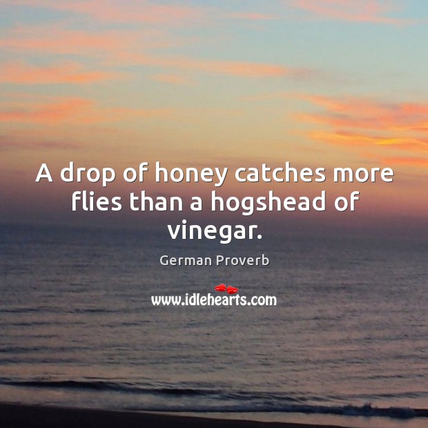 A drop of honey catches more flies than a hogshead of vinegar. German Proverbs Image