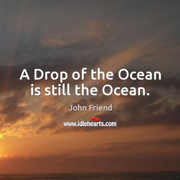 A Drop of the Ocean is still the Ocean. John Friend Picture Quote