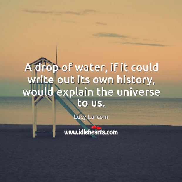A drop of water, if it could write out its own history, would explain the universe to us. 