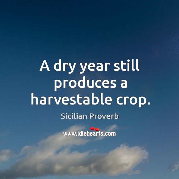 A dry year still produces a harvestable crop. Sicilian Proverbs Image