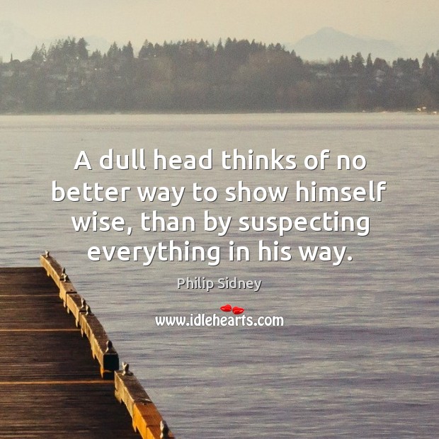 A dull head thinks of no better way to show himself wise, Philip Sidney Picture Quote