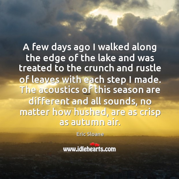 A few days ago I walked along the edge of the lake Eric Sloane Picture Quote