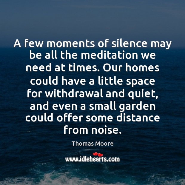A few moments of silence may be all the meditation we need Thomas Moore Picture Quote