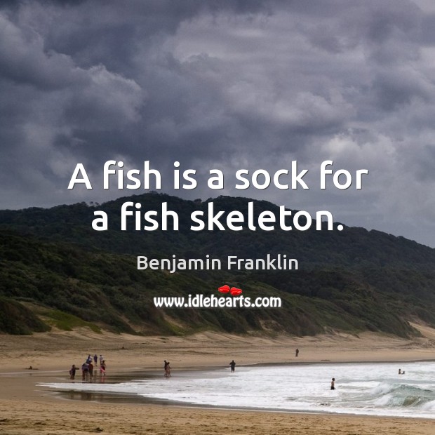 A fish is a sock for a fish skeleton. Benjamin Franklin Picture Quote