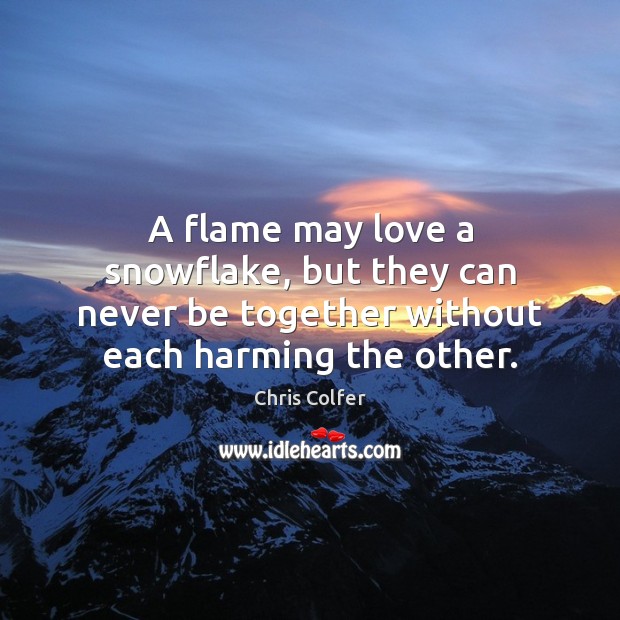 A flame may love a snowflake, but they can never be together Chris Colfer Picture Quote