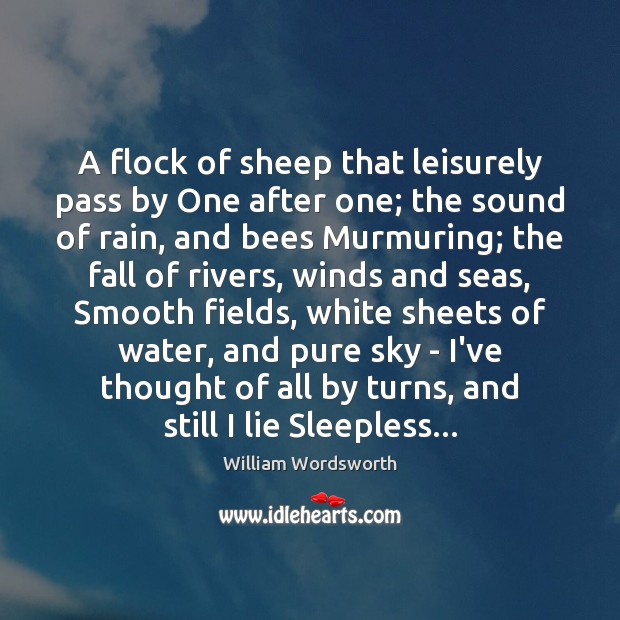 A flock of sheep that leisurely pass by One after one; the Image