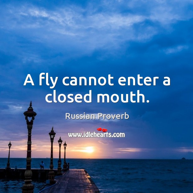 A fly cannot enter a closed mouth. Russian Proverbs Image