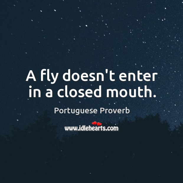 A fly doesn’t enter in a closed mouth. Portuguese Proverbs Image
