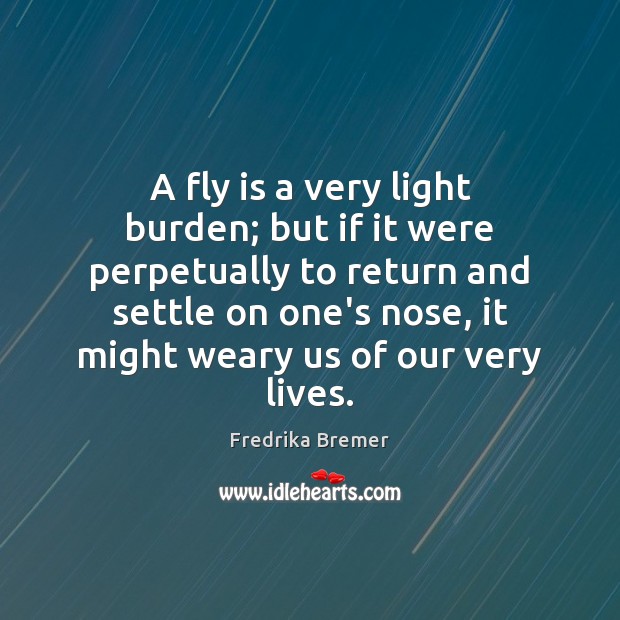 A fly is a very light burden; but if it were perpetually Fredrika Bremer Picture Quote