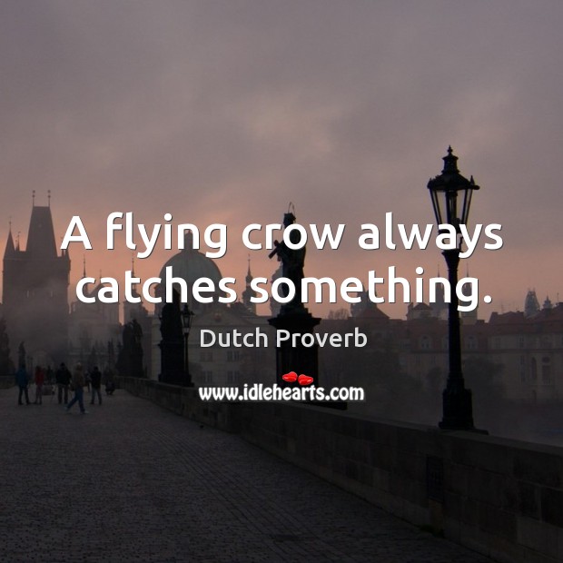 A flying crow always catches something. Image