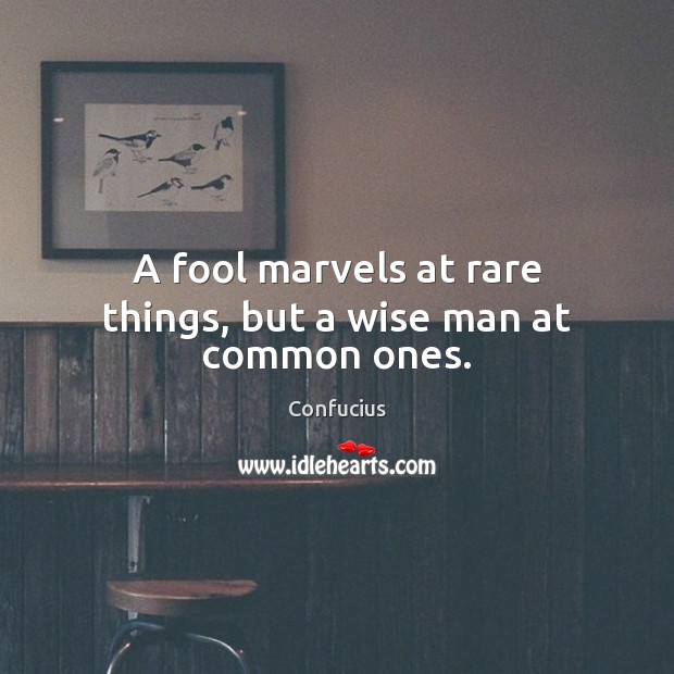 A fool marvels at rare things, but a wise man at common ones. Image