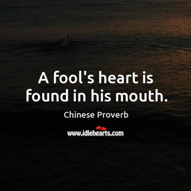 A fool’s heart is found in his mouth. Chinese Proverbs Image