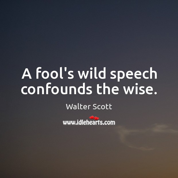 A fool’s wild speech confounds the wise. Walter Scott Picture Quote