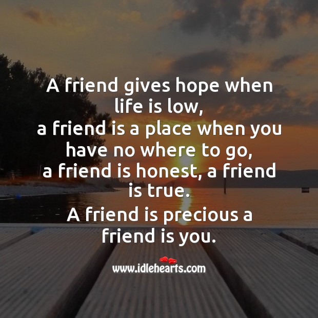 A friend gives hope when life is low Friendship Day Messages Image
