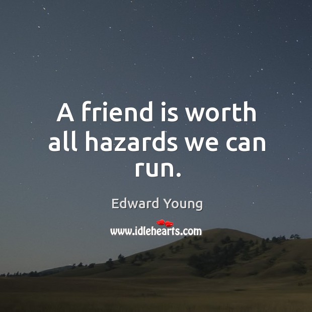 A friend is worth all hazards we can run. Image