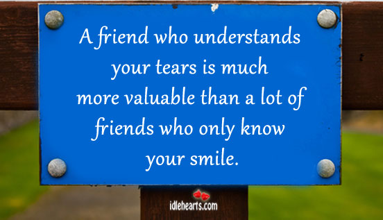 A friend who understands your tears is much more valuable 