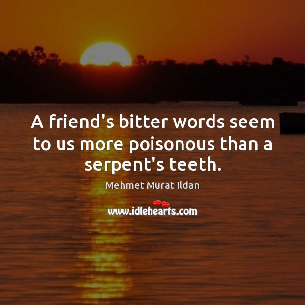 A friend’s bitter words seem to us more poisonous than a serpent’s teeth. Mehmet Murat Ildan Picture Quote