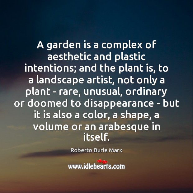 A garden is a complex of aesthetic and plastic intentions; and the Image